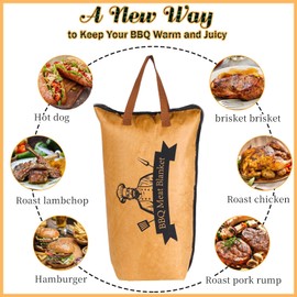 LMYTAGCP BBQ Meat Resting Blanket - Reusable Insulated Smoker Blanket for Brisket, Beef, Turkey, Pork - Large 21in Wide Mouth Grilling & Resting Bag
