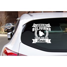 Bolivia Stickers para Carros Sangre Boliviana Corre por mis Venas Calcomanias para Autos Bolivia Decal for Cars and Trucks Latin Heritage (12" x 12")