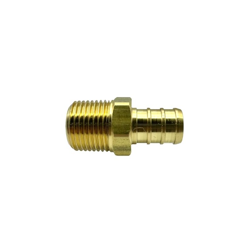 (2 Pack) Brass 1/2” PEX to 3/8” NPT Male Connector