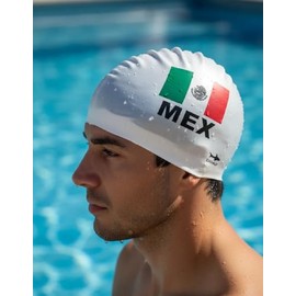escualo Gorra para Natacion I Unisex I Adulto I Modelo Bandera Clasica I Silicon I Impermeable I Unitalla I Color Blanca