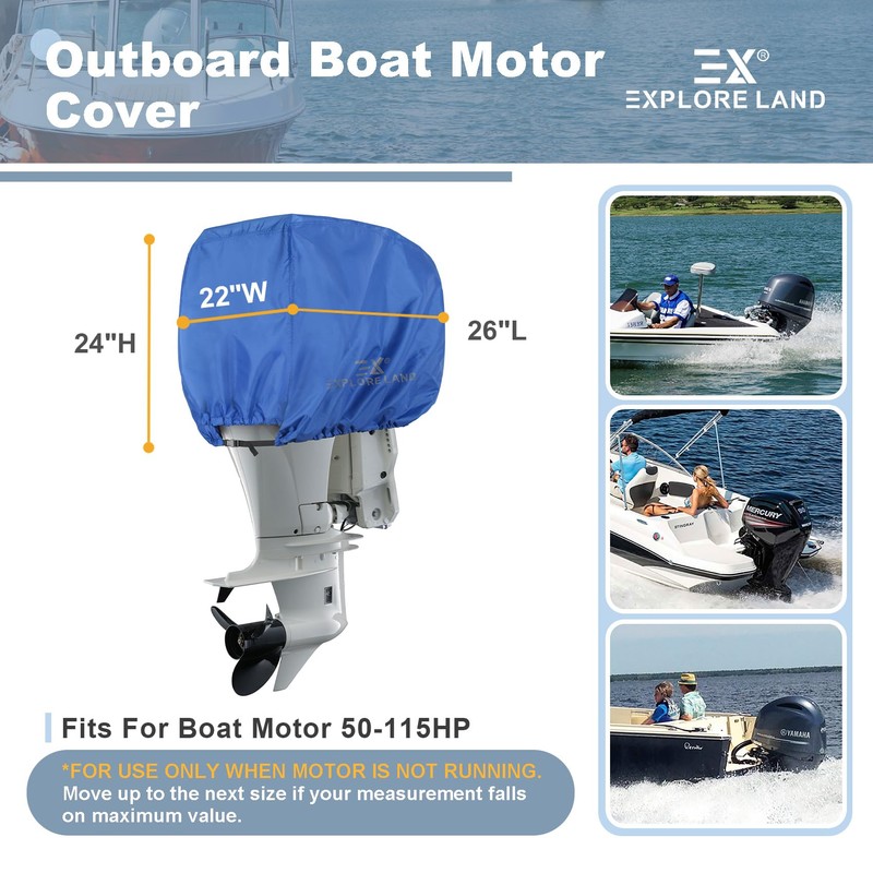 Explore Land Outboard Motor Cover - Waterproof 600D Heavy Duty