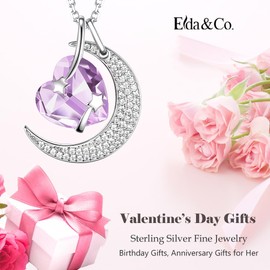 June Birthstone Necklace Alexandrite Women Valentines Day Birthday Gifts Mom Wife I Love You to the Moon and Back Jewelry Love Heart Sterling Silver