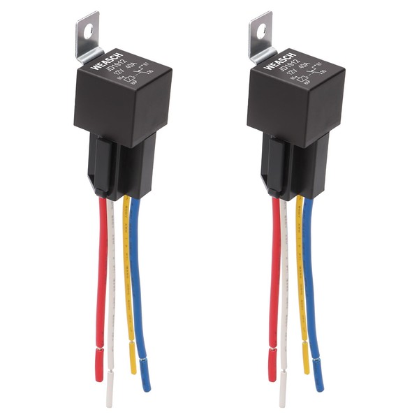 Weasch JD1912 Car Relay Harness, 12V 40A, 4 Pin SPST,