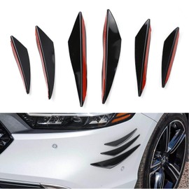 Wuyaoyao 6PCS Car Spoiler Canards Kit, Universal Front Bumper Lip Splitter, Auto Body Anti-Collision Diffuser, Cool Exterior Auto Decoration Sticker Decal, Car Accessories (Carbon Fiber Black)