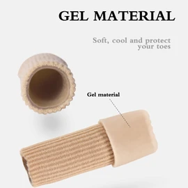 Cuttable Toe Tubes Sleeves 5 Pack, Made of Elastic Fabric Lined with Silicone Gel, Toe Sleeve Protectors for Bunion, Hammer Toe, Callus Corn, Blister