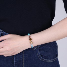 COAI Geschenkideen Solar System Armband Galaxie Armband aus Matt Onyx und Edelsteine in Größe S