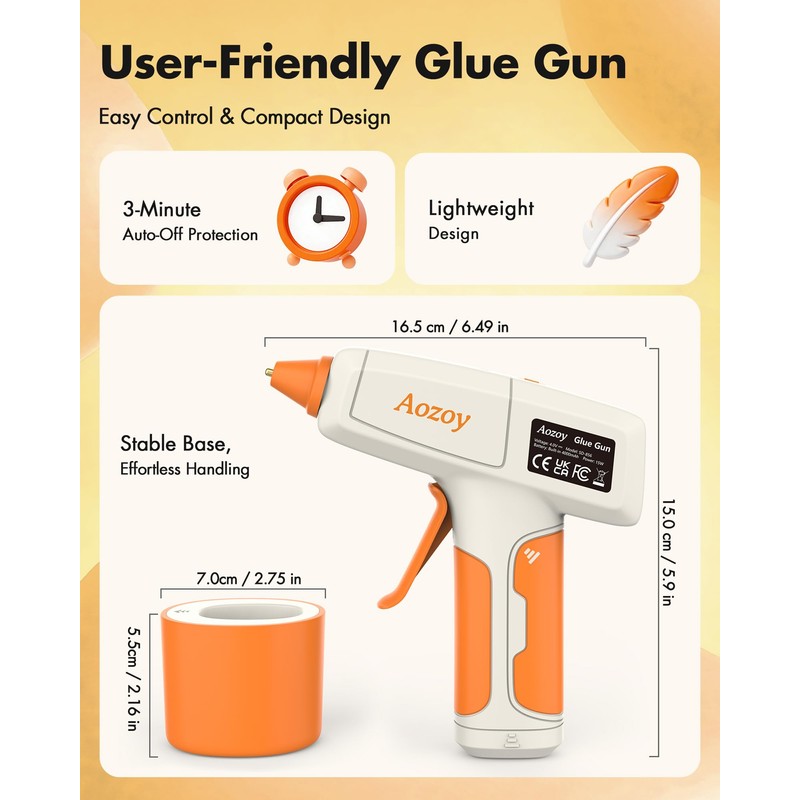 Hot Glue Gun Cordless - USB Rechargeable 4000mAh Wireless Mini