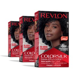Revlon Colorsilk Beautiful Color Permanent Hair Color, (OLD VERSION) 10 Black (Pack of 3)