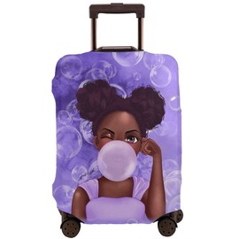 ZgaidIta Black Girl Bubble Luggage Coves for Suitcase, Travel Luggage Cover Protector for Suitcase M(23-26 inch luggage)