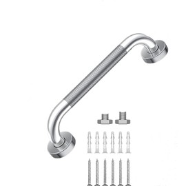 12inch/30cm Anti Slip Shower Wall Grab Bar Handle, Knurled Stainless Steel Bathroom Safety Bathroom Balance Bar Hand Rail Support Handicap Elderly Senior Assist Bath Handle (1)