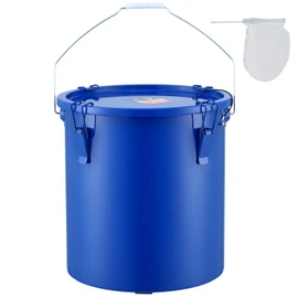 VEVOR Fryer Grease Bucket - 6 Gal Carbon Steel Oil Disposal Caddy with Rust-Proof Coating, Transport Container with Lid, Lock Clips, Filter Bag for Hot Cooking Oil Filtering