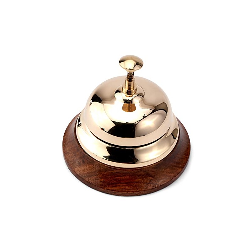 NKlaus 12 cm Round Counter Bell Brass Gold Solid with