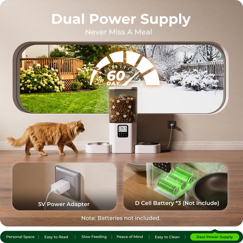 Frienhund Timed Automatic Cat Feeder 2 Cats with Slow Feed: