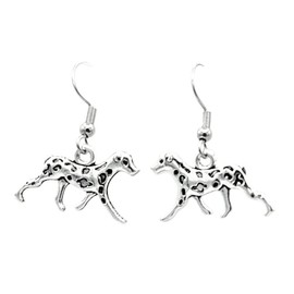 Small Standing Dalmatian - 15x23mm - Silver alloy charm dangle earrings. Hypoallergenic Stainless-Steel Fishhooks or Ball-Post or Silver Plated Ball-Post Earrings Optional
