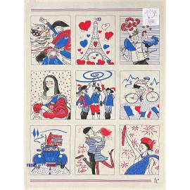 WR French Cotton Kitchen Dish/Tea Towel - French Symbols - Made in France