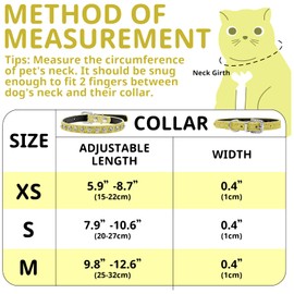 HOWWFALY Pet Bling Accessories Cat and Dog Rhinestone Collar PU Leather Adjustable Collar (Extra Small, Gold)