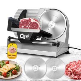 CGOLDENWALL Meat Slicer, 220W Electric Deil Food Slicer with 2 Removable 7.5" Blades, 4/5" Adjustable Thickness, Food Slicer Machine for Home Cutting Meat Cheese Bread Vegetables, 110V CE