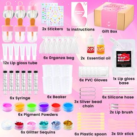 WhizToys 74 PCS Lip Gloss Making Kit, DIY Make Your Own Lip Gloss Kit Beginner,Fun Craft Set for Girls Kids Teens Women, Birthday Gifts Set for Girl,Woman