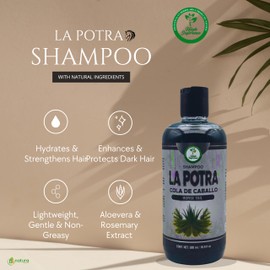 La Potra Cola de Caballo Shampoo Negro – 500ml | With Rosemary & Aloe Vera | For Dark to Black Colored Hair| Promotes Longer, Healthy And Beautiful Hair