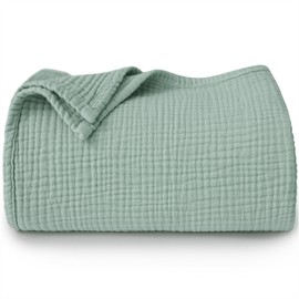 MairMore Muslin Baby Blanket for Boys and Girls, Neutral Cotton Crib Blanket for Newborn Infant Toddler - Soft and Breathable Baby Quilt (Green)