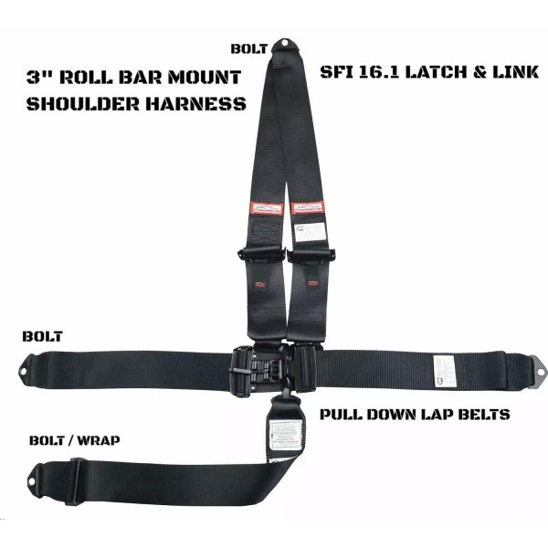 RACERDIRECT BLACK LATCH & LINK ULTRA SERIES HARNESS 5-POINT DESIGN