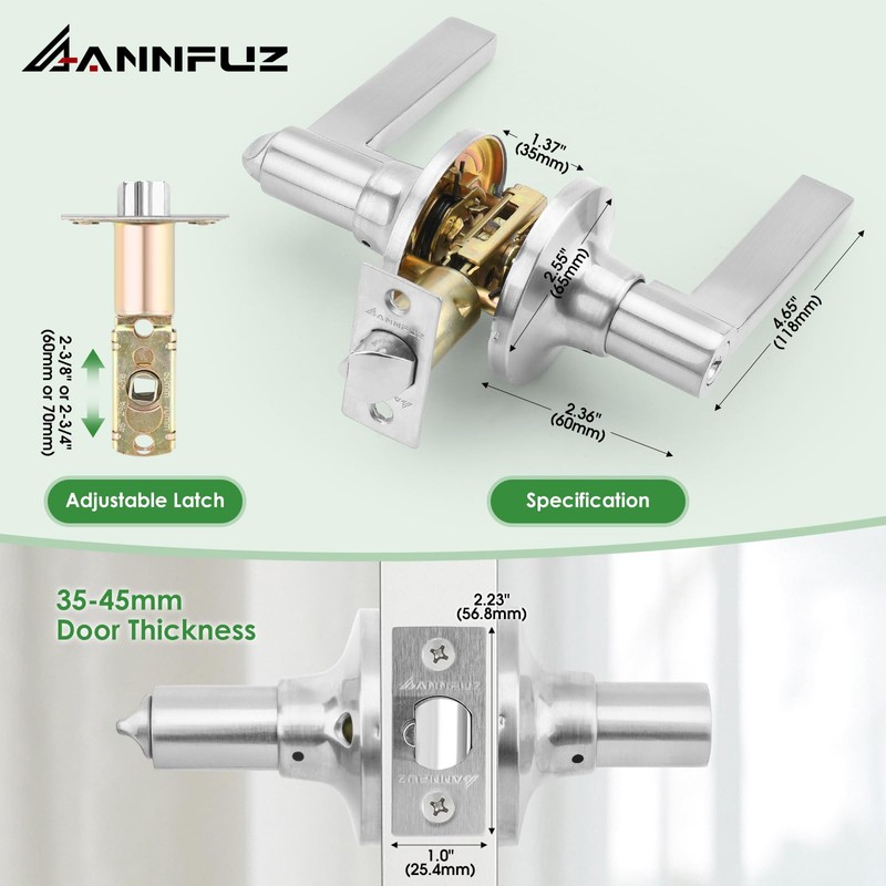 ANNFUZ 3Pack [Keyed Alike] Entrance Door Levers,Exterior Interior Keyed Door
