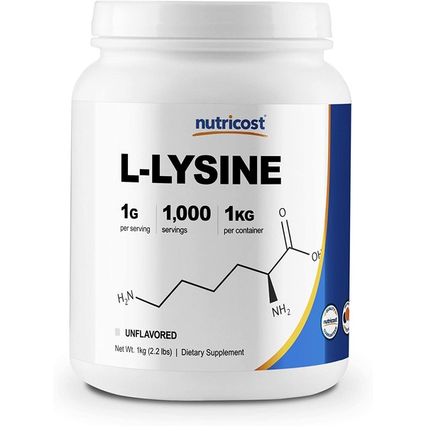 Nutricost L-Lysine Powder 1KG (2.2lbs) - Pure L-Lysine, Non-GMO, Gluten Free