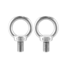 QWORK Shoulder Lifting Ring Eye Bolt, 5 Pack 304 Stainless Steel M16 x 20mm Male Thread, 1mm Pitch, Ring Shoulder Eyebolts for Machinery Hoisting, Wire Rope, String Lights