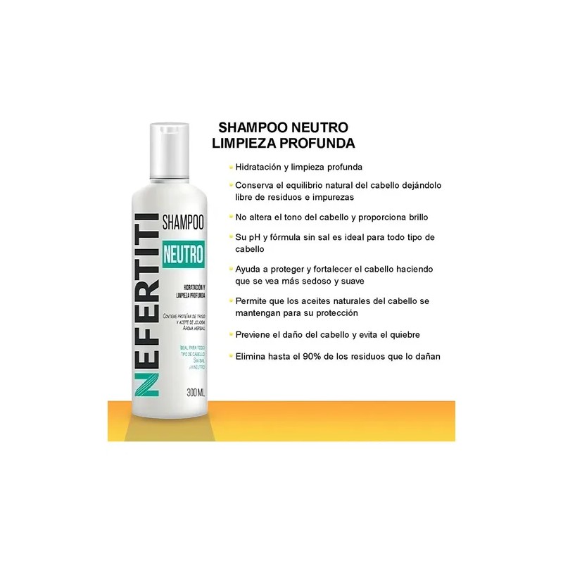 Shampoo Neutro Sin Sal Nefertiti Limpieza Profunda 300ml