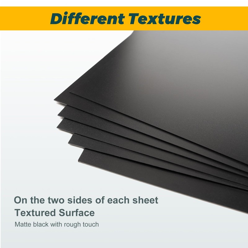 6 Pack Black Plastic Sheet 8x12x0.04 in Flexible High Tensile