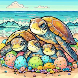 Anuver Turtle Diamond Painting Kits for Adults, 5D Special Shape Crystal Rhinestones Diamond Painting for Beginners, Diamond Art Kits for Home Wall Decoration, 12×12 Inch