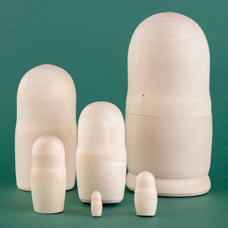 Unpainted Russian Dolls 6 Unpainted Matryoshka Dolls Handmade in Russia