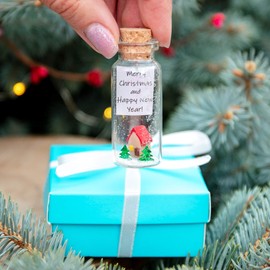 Merry Christmas and Happy New Year Decorative Bottle Unique Holiday Gift For Mom or Dad Housewarming Xmas Present for Grandma or Grandpa