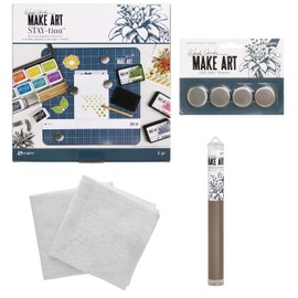 Wendy Vecchi Make Art Stay-Tion, Non-Stick 9"x9" Craft Sheet, 4 Piece Magnet Set, 2 Clean Life Soft Cleaning Cloths, Bundle of Five Items