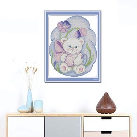 Cross Stitch Embroidery Kits Pre-Printed OWN4B Baby Bear 3 Pictures 11CT 9.8 x 13.0 Inch DIY Embroidery Kit Set