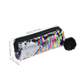 Healvian Sequin Pencil Case for Compact Mermaid Glitter Makeup Bag Durable Polyacrylic Zipper Pouch with Capacity for Pens Essentials Travel Accessory