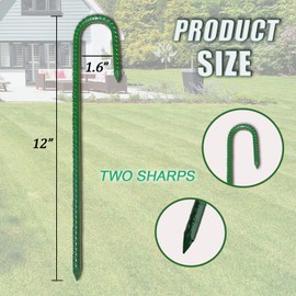 12 Inch Garden Stakes Premium J Hook Rebar Stakes Heavy Duty Rust-Resistant Durable Galvanized Metal Ground Anchors for Tents & Landscape Support Outdoor Decorations and Inflatables 16 pcs