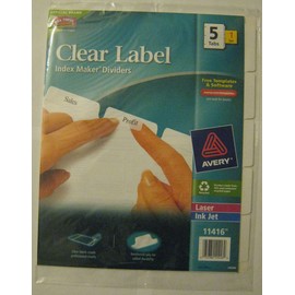 Avery - Index Maker Clear Label Dividers With 5 Tabs (11416) Pack Of 3