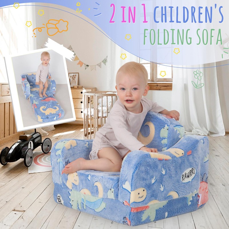 Thick Comfy Toddler Chair and Couch for Kids,2-in-1 Soft Plush