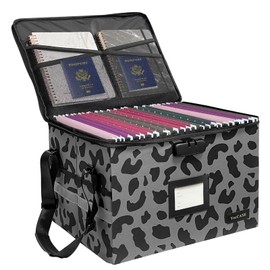 YeeCASE File Box with Lock, File Storage Organizer Box with Mesh Pockets, Portable with Handle Document Safe Collapsible File Cabinets for Home Office for Hanging Letter/Legal Folder