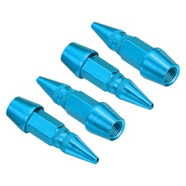 PATIKIL Spiked Shape Tire Valve Stem Caps 45 MM, 4 Pcs Aluminum Alloy Car Wheel Valve Cap Universal Dustproof Tire Valve Covers for Car Bike Motorcycle Truck, Sky Blue