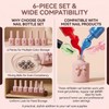 6PCS 0.4oz Pink Empty Glass Nail Polish Bottles with Mix
