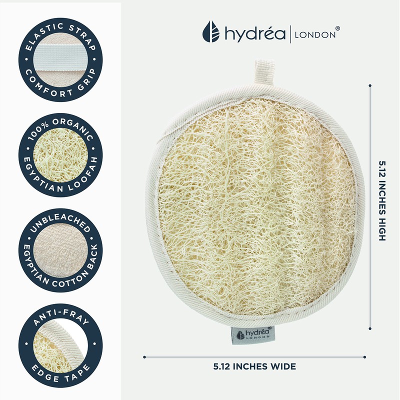 Hydréa London Organic Egyptian Loofah Luxury Exfoliating Body Pad Natural