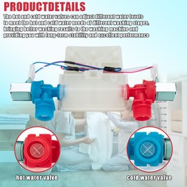 FOMIUZY Washer Machine Water Inlet Valve Cold & Hot Part Fit Amana Inglis Roper NTW4516FW3 NTW4516FW2 RTW4516FW2 NTW4516FW4 NTW4655EW1 WTW4816FW3 NTW4665GW0 Replaces W11210463 W11101906 W10869803