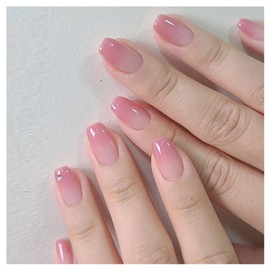 SEMTIM Nail Tips, 24 Pieces, Medium Short, Round False Nails, Short Nail Tip, Medium Long, Popular, Japanese Style, Cute, Simple, Stylish, Adult Ceremonies, School Entrance Ceremonies, Graduation Ceremonies, Nail Tips (BZ1252)