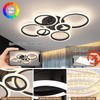 Shine LUEST 6 Rings Black Modern LED Ceiling Light Fixture,