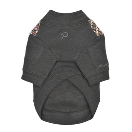 Puppia Yule Winter Round Neck Shirts Checkered Pattern for Small and Medium Dogs, Dark Grey, Large