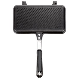 DOITOOL Sandwich Maker Double Sided Frying Pan Aluminum Omelette Trays Flip Pan Baking Pan Nonstick Frying Pan Home Cookware For Panini Sandwich Black