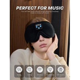 Bluetooth Eye Mask for Sleeping, Boodlab Sleep Mask with Bluetooth Headphones, 3D Bluetooth Eye Mask with Adjustable Ultra Thin Stereo Speakers Microphone Hands Free for Insomnia Travel