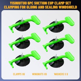 6pcs Suction Cup Clamp Set, Class Clamps Kit for Car Convertible Glass Windshield Top Repair Gluing,With Sponge Pad